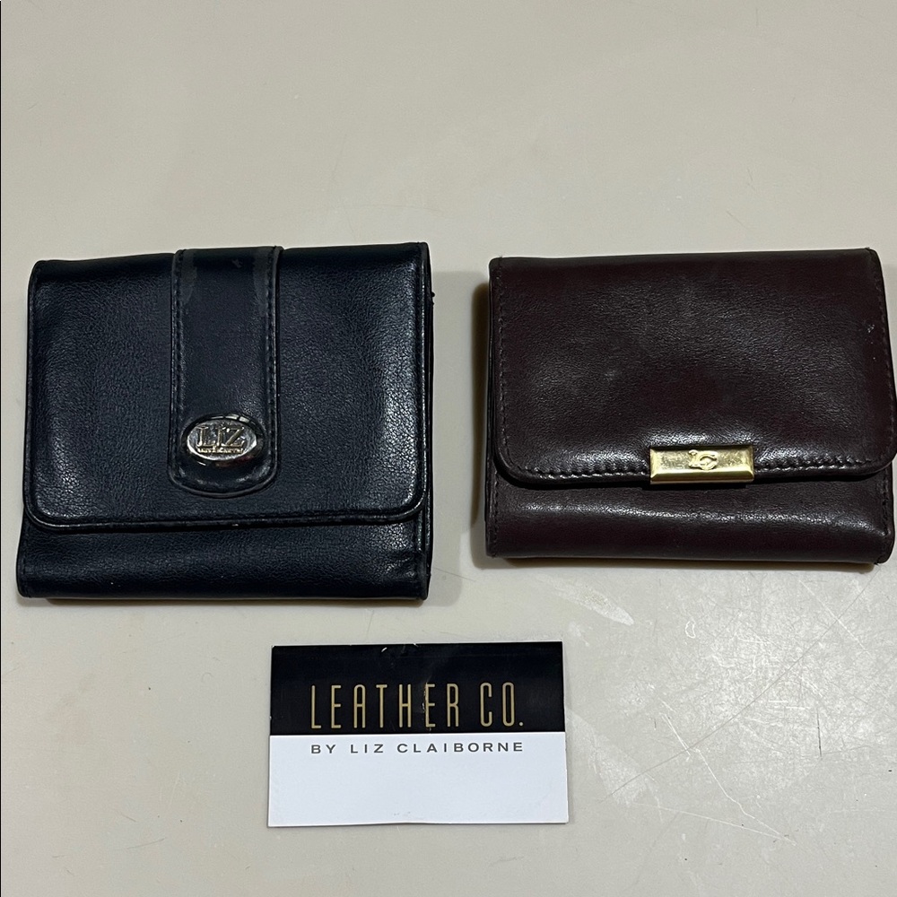 Liz Claiborne Black and Dark Brown Leather Wallets